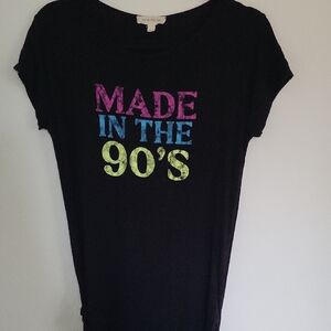 Black Graphic Tee with Colorful Print